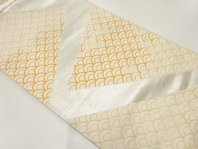 JAPANESE KIMONO / ANTIQUE FUKURO OBI / SILK / WOVEN SEIGAIHA